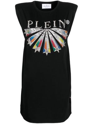 Philipp Plein embellished logo-print T-shirt dress - Black