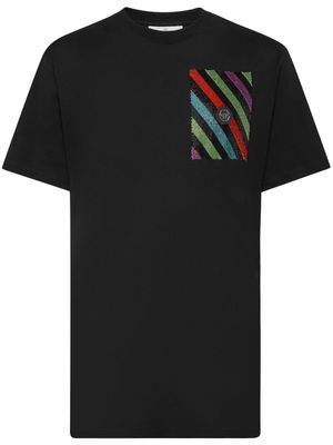 Philipp Plein embellished rainbow stripes T-shirt - Black