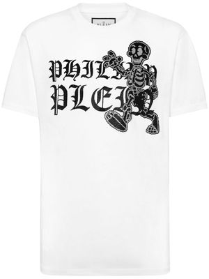 Philipp Plein embellished skeleton-print T-shirt - White