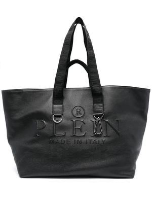 Philipp Plein embossed-logo leather tote bag - Black