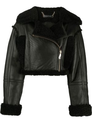 Philipp Plein embossed-skull leather jacket - Black