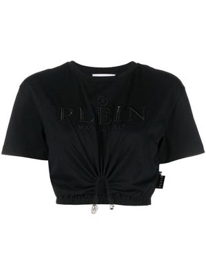 Philipp Plein embroidered-logo cropped T-shirt - Black