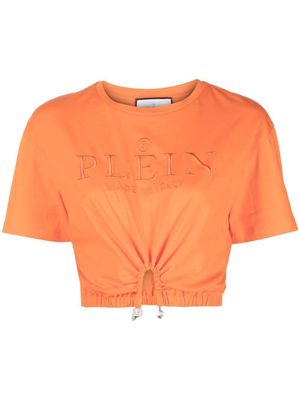 Philipp Plein embroidered-logo cropped T-shirt - Orange