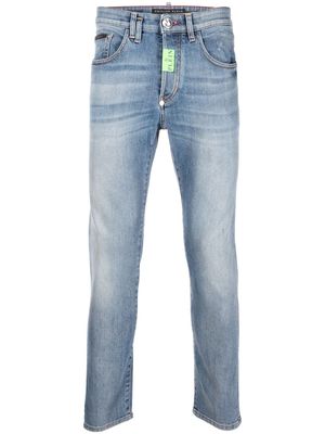Philipp Plein embroidered-logo skinny-cut jeans - Blue