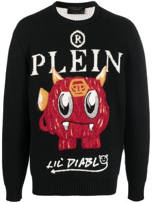 Philipp Plein embroidered-motif crew-neck jumper - Black