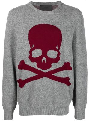 Philipp Plein embroidered-skull crew neck sweater - Grey