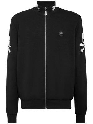 Philipp Plein embroidered zip-up hoodie - Black