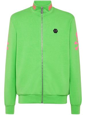 Philipp Plein embroidered zip-up sweatshirt - Green