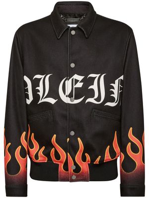 Philipp Plein Flame-print bomber jacket - Black