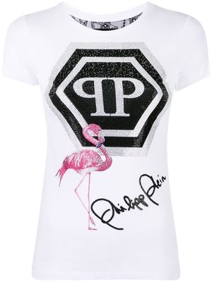 Philipp Plein flamingo print T-shirt - White