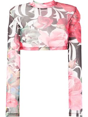 Philipp Plein floral cropped top - Pink