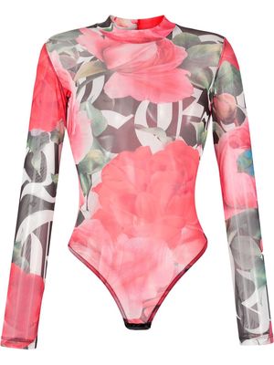 Philipp Plein floral long-sleeve bodysuit - Pink