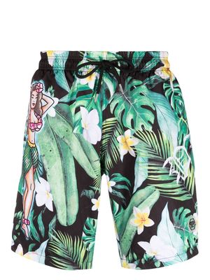 Philipp Plein floral-print swim shorts - Green