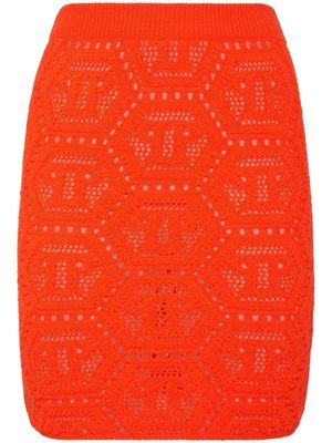 Philipp Plein Fluo Knit monogram miniskirt - Orange