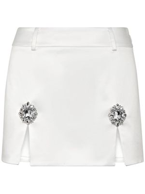 Philipp Plein gem-embellished satin mini skirt - White