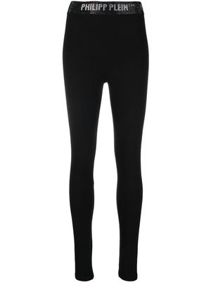 Philipp Plein gem logo-waistband leggings - Black