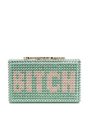 Philipp Plein gem-slogan clutch bag - Green