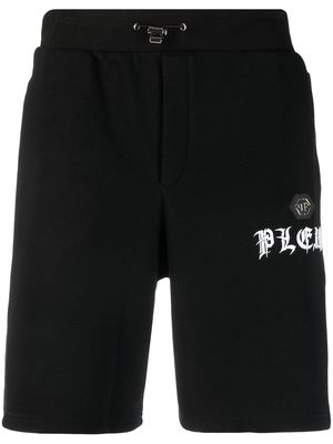 Philipp Plein 'Gothic' logo-plaque track shorts - Black
