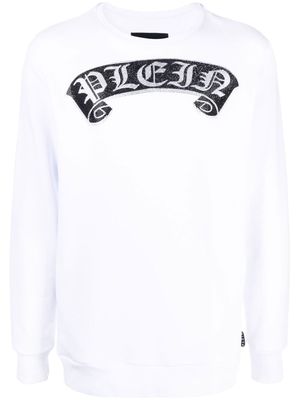 Philipp Plein Gothic Plein crystal-logo sweatshirt - White
