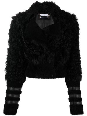 Philipp Plein Gothic Plein fitted shearling jacket - Black