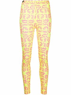 Philipp Plein Gothic Plein high-waisted leggings - Yellow