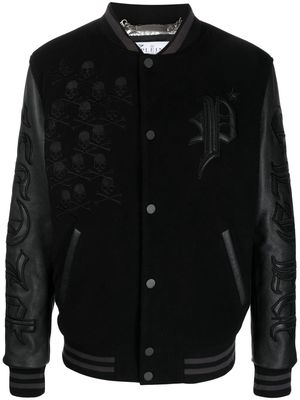 Philipp Plein Gothic Plein logo-appliqué varsity jacket - Black