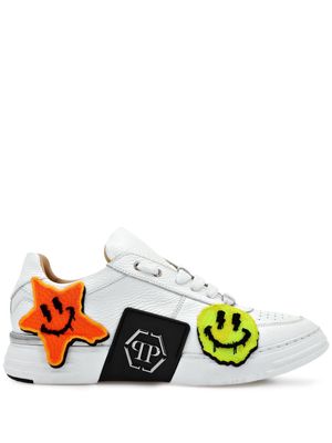 Philipp Plein graffiti-embroidered lace-up sneakers - White
