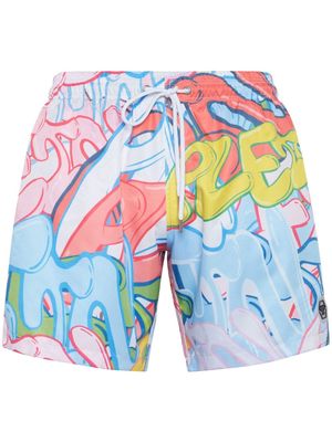 Philipp Plein Graffiti-print swim shorts - Pink