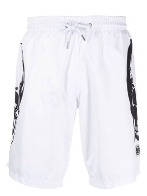 Philipp Plein graphic-print beach shorts - White