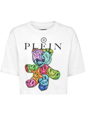 Philipp Plein graphic-print cotton cropped t-shirt - White