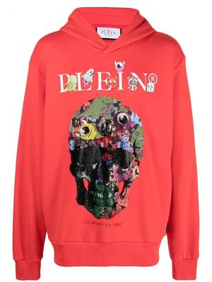 Philipp Plein graphic print cotton hoodie - Red