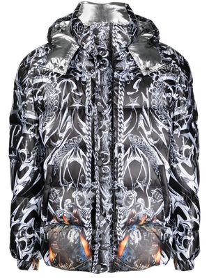 Philipp Plein graphic-print padded-design jacket - Black