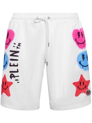 Philipp Plein graphic-print swim shorts - White