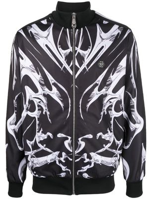 Philipp Plein graphic-print zip-up jacket - Black