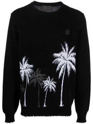 Philipp Plein Hawaii jacquard wool pullover - Black