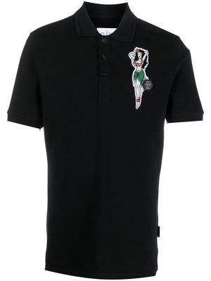 Philipp Plein Hawaii logo-patch polo shirt - Black