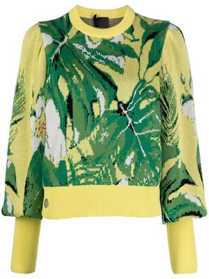 Philipp Plein Hawaii patterned-jacquard jumper - Yellow