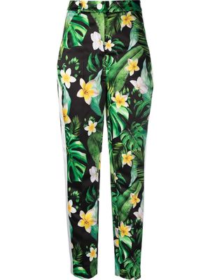 Philipp Plein Hawaii-print high-waisted trousers - Green