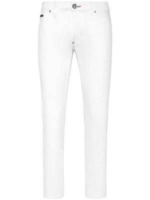 Philipp Plein heart-appliqué low-rise skinny jeans - White