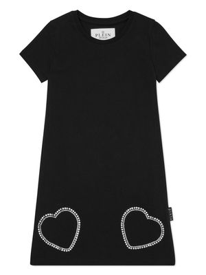 Philipp Plein Heart crystal-embellished cotton dress - Black