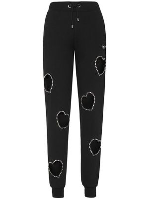 Philipp Plein heart cut-out track pants - Black