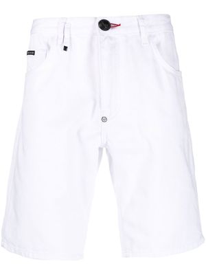 Philipp Plein hexagon-detail denim shorts - White