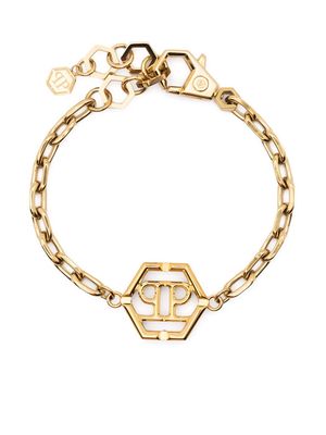 Philipp Plein Hexagon logo-plaque bracelet - Gold
