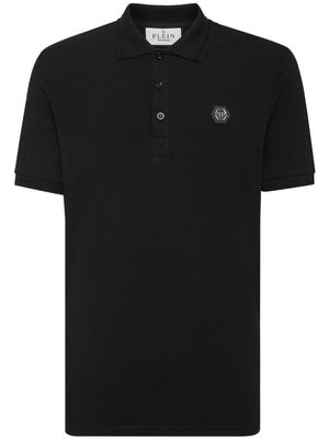 Philipp Plein Hexagon logo-plaque cotton polo shirt - Black