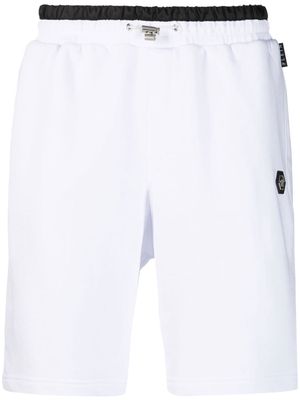Philipp Plein 'Hexagon' logo-plaque track shorts - White