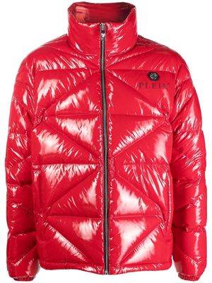 Philipp Plein high-shine padded jacket - Red