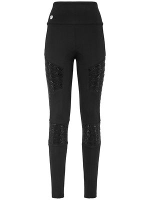 Philipp Plein high-waisted crystal-embellished leggings - Black