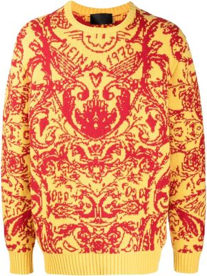 Philipp Plein intarsia-knit design jumper - Yellow
