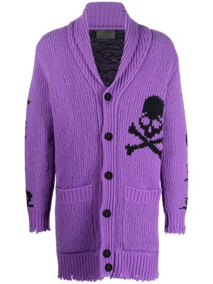 Philipp Plein intarsia-knit logo cardigan - Purple