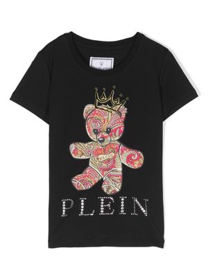Philipp Plein Junior crystal-embellished teddy t-shirt - Black